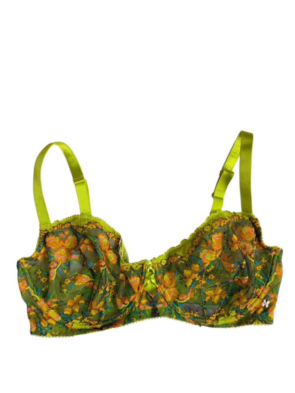 Savage x Fenty Embroidered Floral Lace Bra (Neon Green) - 40G